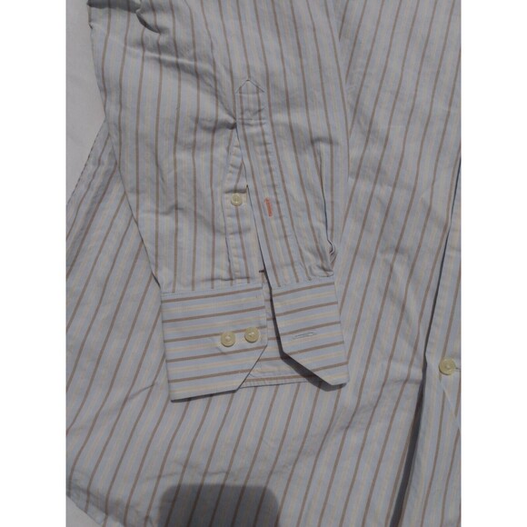 Tommy Bahama Men Shirt Size 16 1/2 Blue Gold Stripe Long Sleeve Vintage - Picture 5 of 5